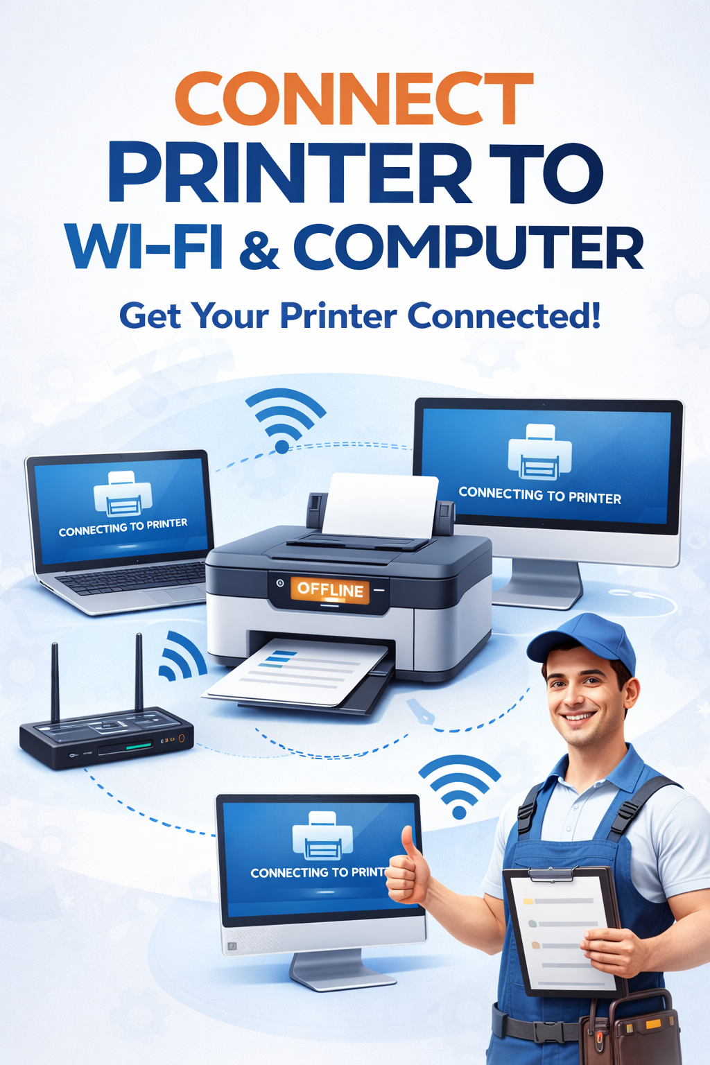 Connect Printer To Computer via USB or Wi-Fi